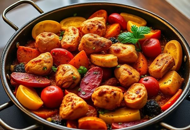 Pittige Paella met Kip en Chorizo