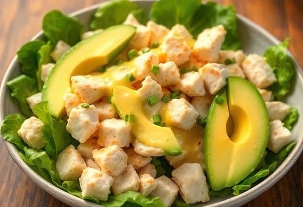 Romige Kipsalade met Avocado en Pittige Dijon Dressing in 25 Minuten
