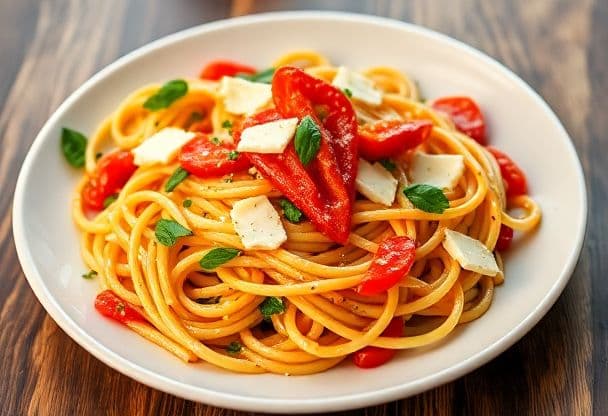 Romige Paprika Pasta met Verse Paprika's en Parmezaanse Kaas in 20 Minuten