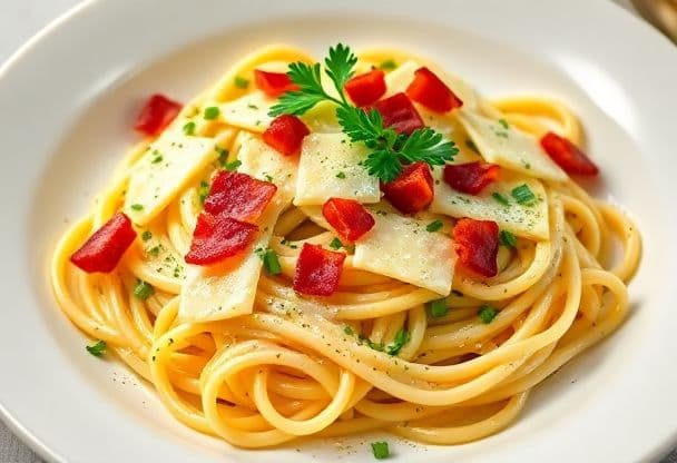 Romige Pasta Carbonara op de Authentieke Manier in 20 Minuten met Verse Kruiden