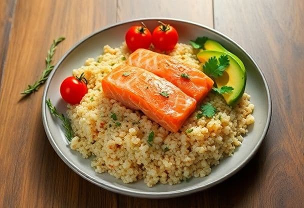 Romige Quinoa Bowl met Zalm en Avocado in 25 Minuten