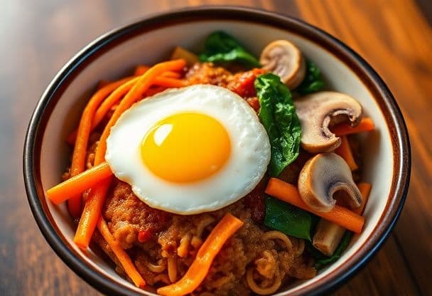Snelle en Gezonde Bibimbap met Kimchi en Knapperige Groenten in 20 Minuten