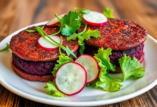 Snelle Bietenburger met Salade