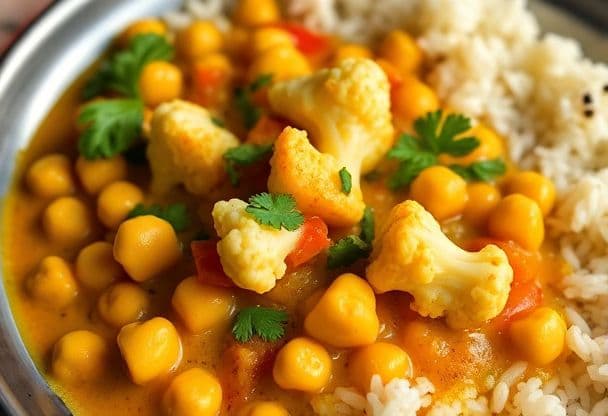 Snelle Bloemkoolcurry met Kikkererwten