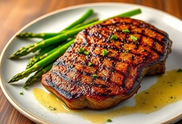 Snelle Gegrilde Biefstuk met Knapperige Groene Asperges en Citroendressing