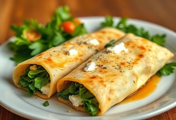 Snelle Gevulde Pannenkoeken met Spinazie en Feta