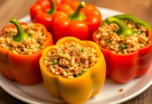 Snelle Gevulde Paprika met Rijst