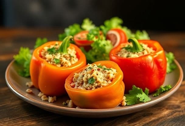 Snelle Gevulde Paprika met Kip