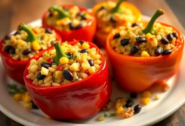Snelle Gevulde Paprika met Kruidenrijst
