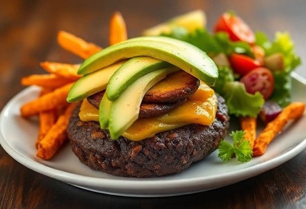 Snelle Groenteburger met Avocado en Patatjes