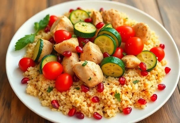 Snelle Groentecouscous met Kip en Granaatappel