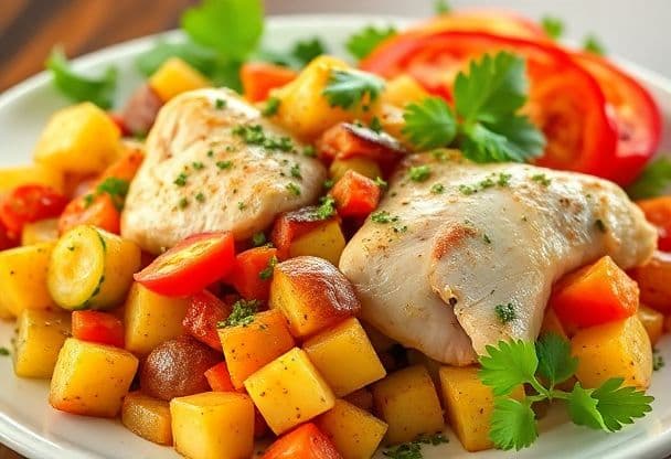 Snelle Groenteschotel met Aardappelen en Kip