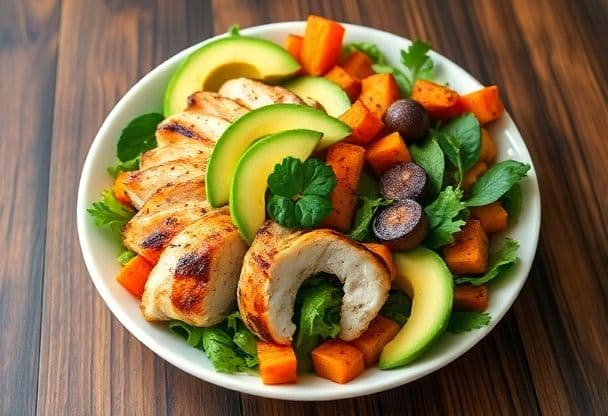 Snelle Kip en Zoete Aardappel Bowl
