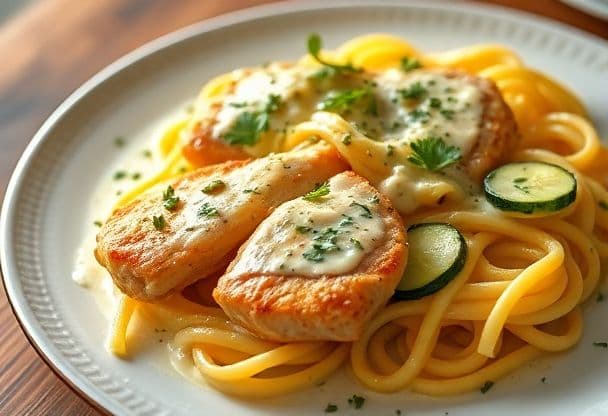 Snelle Kipfilet met Courgette en Pasta