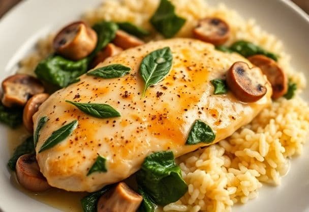 Snelle Kipfilet met Spinazie en Champignons