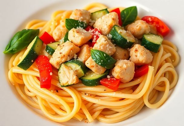 Snelle Pasta met Groenten en Kip