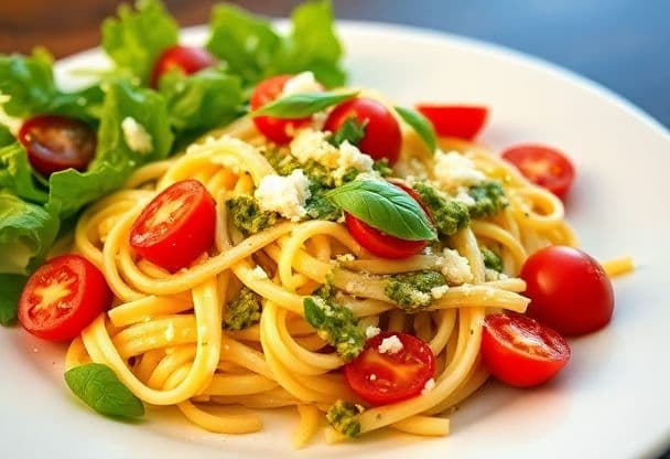 Snelle Pasta met Pesto en Cherrytomaten