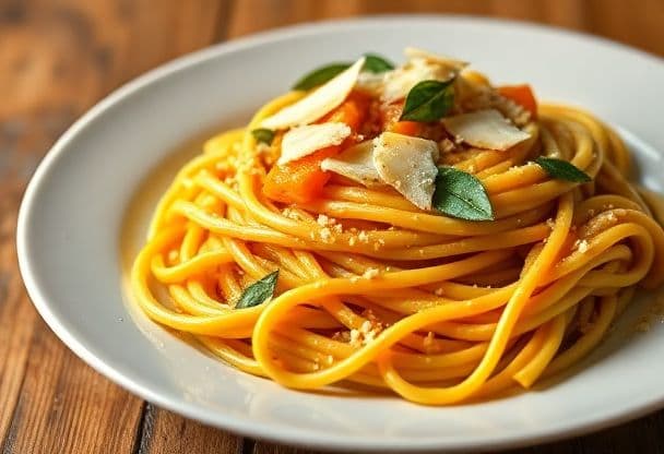 Snelle Pasta met Pompoen en Salieboter