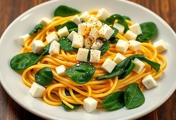 Snelle Pasta met Spinazie en Feta
