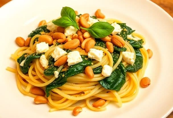 Snelle Pasta met Spinazie en Geitenkaas