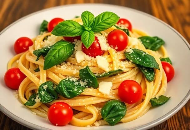 Snelle Pasta met Spinazie en Tomaat