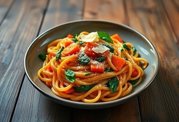 Snelle Pasta met Wortelen en Spinazie