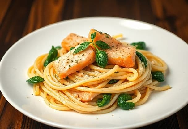 Snelle Pasta met Zalm en Spinazie