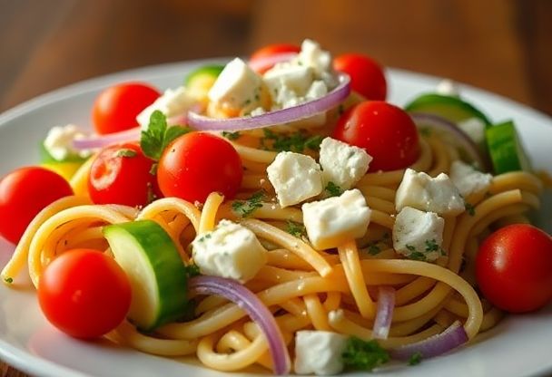 Snelle Pasta Salad met Groenten en Feta