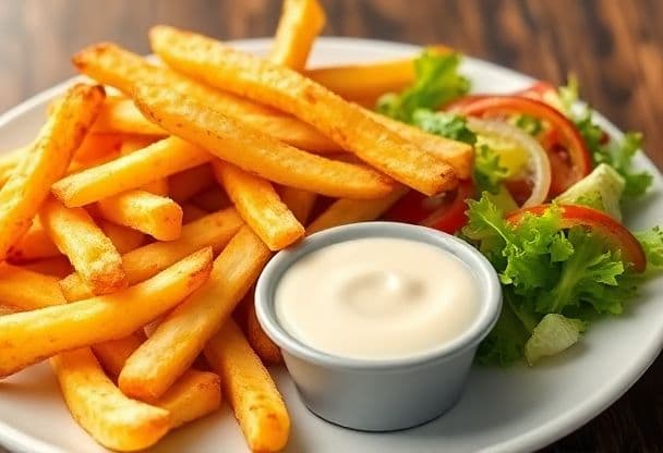 Snelle Patatjes met Mayonaise en Salade