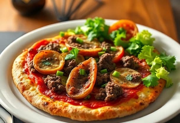 Snelle Turkse Pizza met Kruidige Lamsgehakt