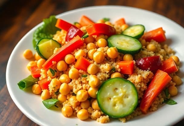 Snelle Vegetarische Bowl met Kikkererwten en Groenten