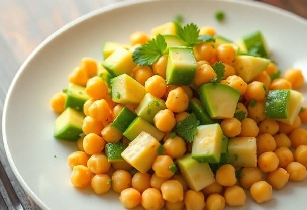 Snelle Vegetarische Kikkererwtensalade met Avocado en Komkommer