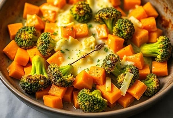 Snelle Zoete Aardappel en Broccoli Ovenschotel