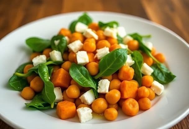 Snelle Zoete Aardappel en Kikkererwten Salade