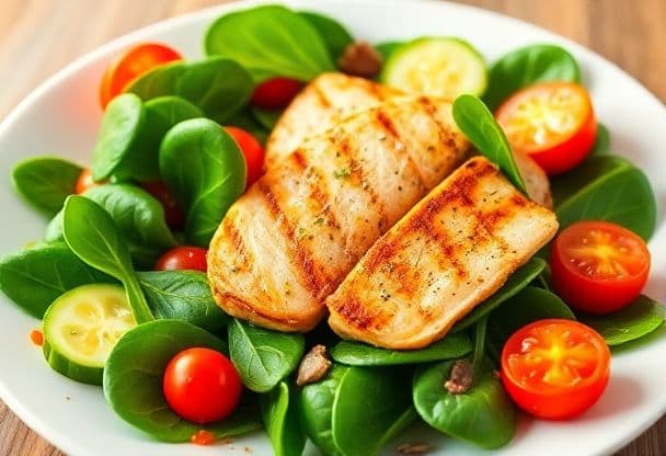 Spinazie Salade met Gegrilde Kip