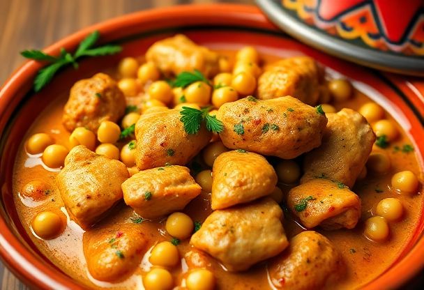 Tajine Kip met Kikkererwten