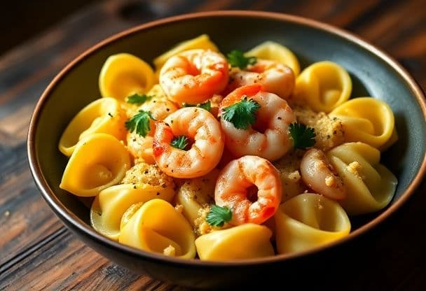 Tortellini met Garnalen en Knoflook