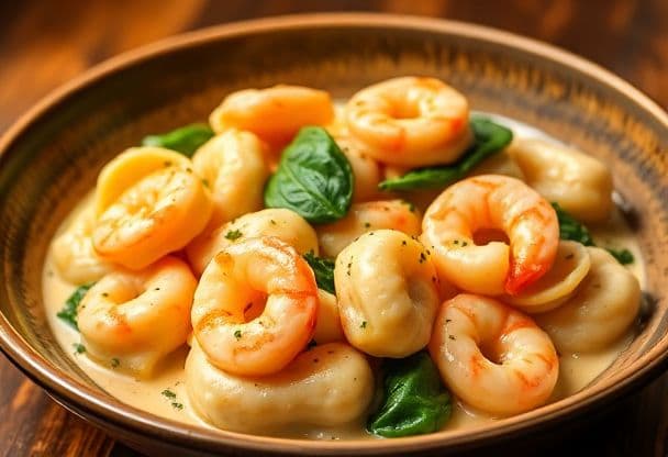 Tortellini met Garnalen en Spinazie