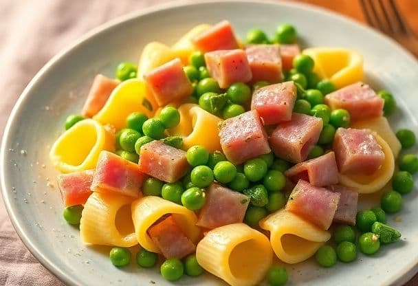 Tortellini Salade met Ham en Doperwten