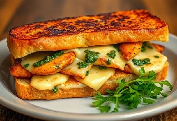 Kruidige Tosti met Kip en Pesto