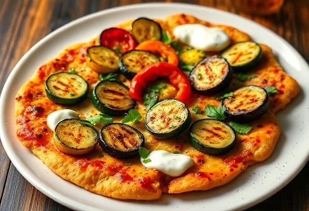 Turkse Pizza met Gegrilde Vegetarische Groenten