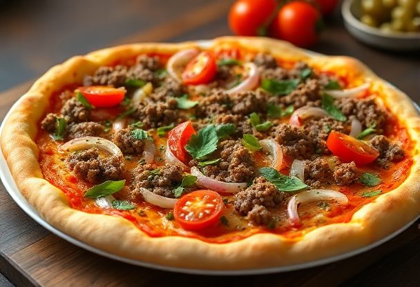 Turkse Pizza met Gehakt en Specerijen