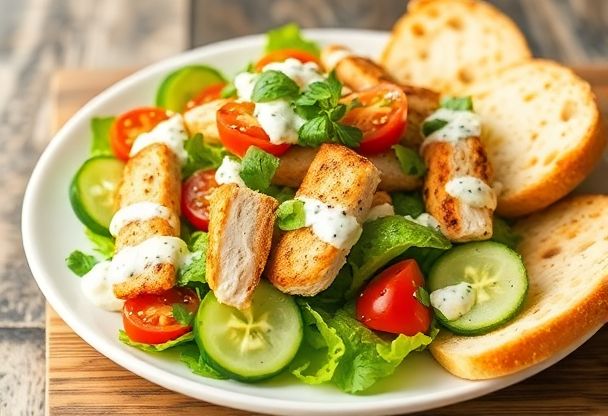 Tzatziki Salade met Gegrilde Kip
