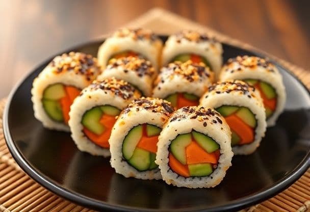 Vegetarische Sushi met Komkommer en Wortel