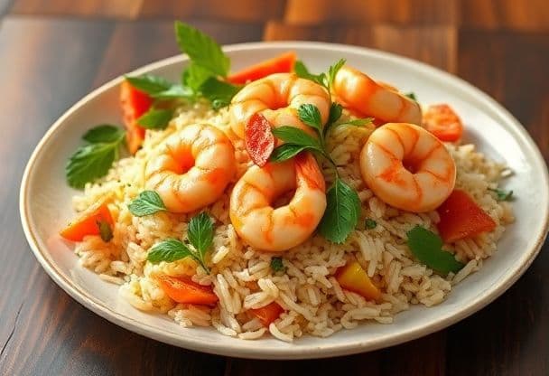 Vietnamees Rijstgerecht met Garnalen