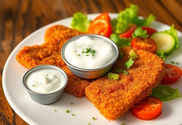 Vissticks met Tzatziki en Salade