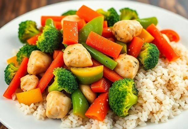 Wokgroenten met kip en sojasaus