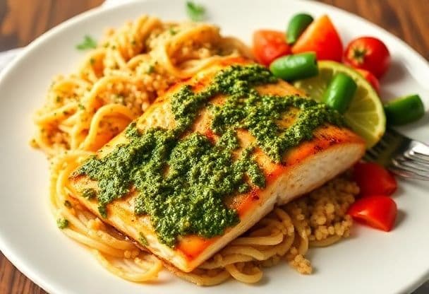 Zalm in de oven met pesto