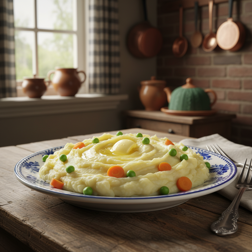 Aardappelpuree met Wortel en Erwten