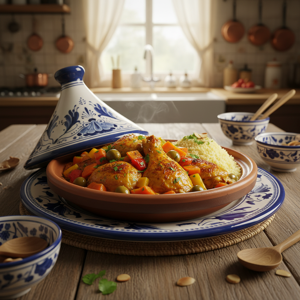 Authentieke Marokkaanse Kip Tajine met Kruidige Couscous